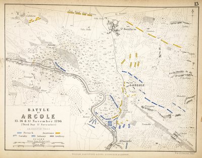 Map of the Battle of Arcole, published by William Blackwood and Sons, Edinburgh and London, 1848 by Alexander Keith Johnston